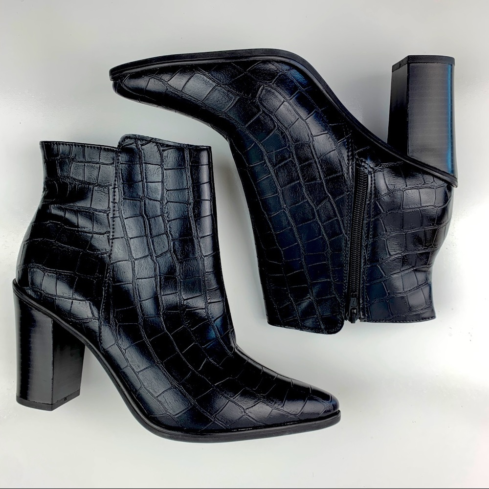 Black Croc Booties Size 8
